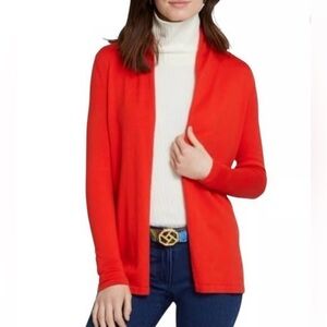 J. McLaughlin Soft Red Open Front Long Sleeve Cardigan Cotton/Modal Blend Small